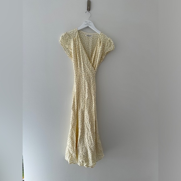 REFORMATION Carina Ivory Polka Dot Wrap Midi Dress M - Picture 2 of 5